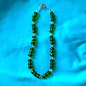 Sterling Silver 925/Green Beaded Necklace